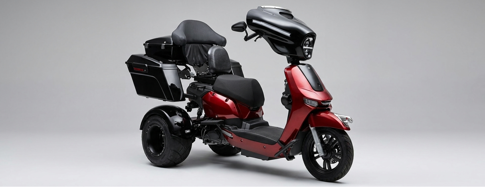 A mechanic setting up the controls of a mobility scooter for its rider