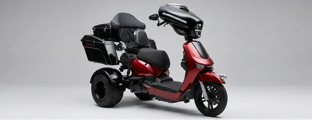 A mechanic setting up the controls of a mobility scooter for its rider